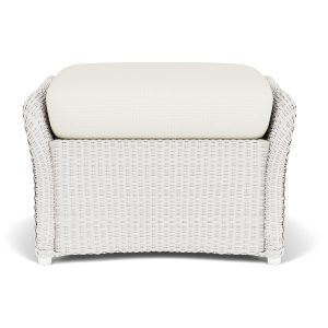 Weekend Retreat Lloyd Loom Ottoman in White/Sailcloth Salt by Lloyd Flanders