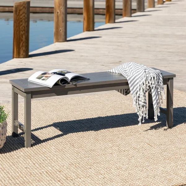 Horizon Way 53 Inch Acacia Bench in Gray Wash by Ultimate Patio