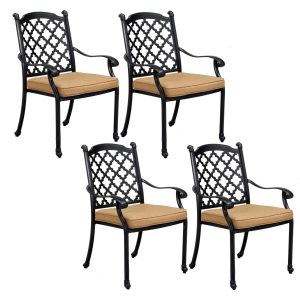Madison Cast Aluminum 4 Pc Set Dining Chair Set in Antique Bronze/Sesame by Darlee
