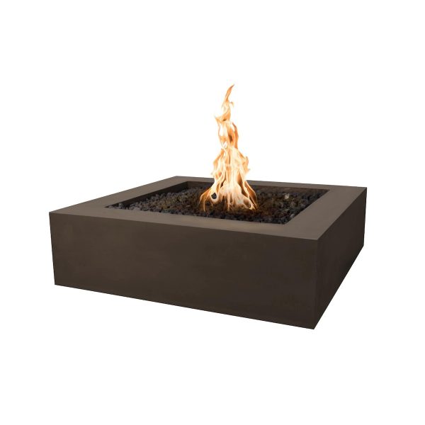 Quad 36 Inch Square GFRC Propane Fire Pit in Chocolate by The Outdoor Plus