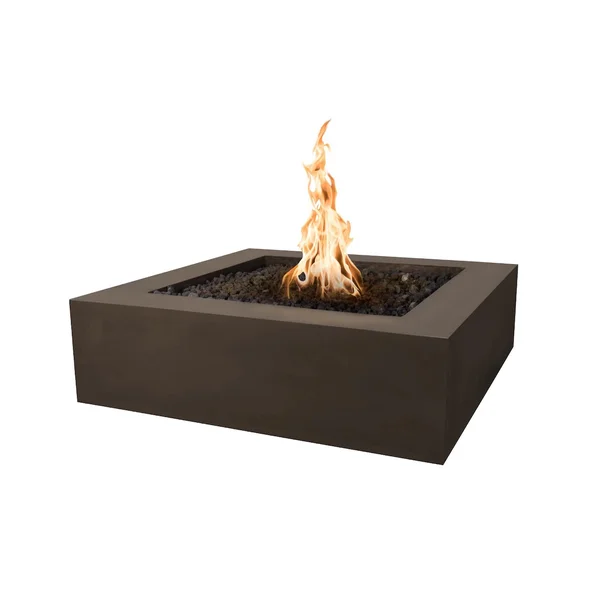 Quad 42 Inch Square GFRC Natural Gas Fire Pit in Chocolate by The Outdoor Plus