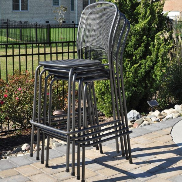 Carlo 4 Pc Steel Bar Stool Set in Gray By KETTLER