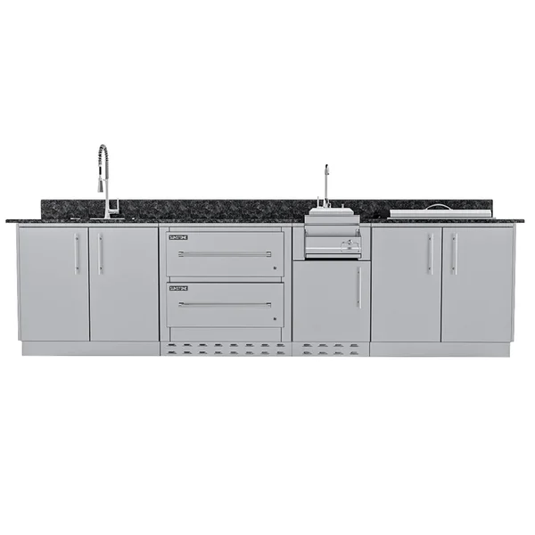 Sunstone Grills Galley 10 1/2 Ft Outdoor Kitchen Island w/ Sink, Door & Drawer