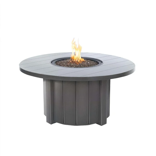Trevi 50 Inch Round Aluminum Propane Fire Pit w/ Lid in Graphite by Ebel