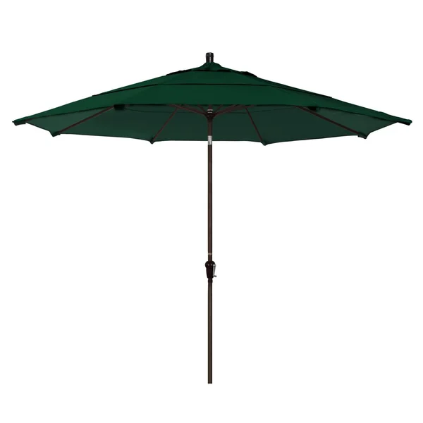 California Umbrella 11 Ft. Octagonal Aluminum Auto Tilt Patio Umbrella W/ Crank Lift & Aluminum Ribs - Bronze Frame / Olefin Hunter Green Canopy