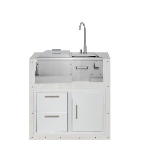 BBQGuys Signature 36-Inch Ready for Finish Outdoor Kitchen Module w/ Blaze Beverage Center & Double Drawer & Door Combo