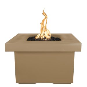 Ramona 36 Inch Square GFRC Natural Gas Fire Pit Table w/ Glow Plug in Brown by The Outdoor Plus