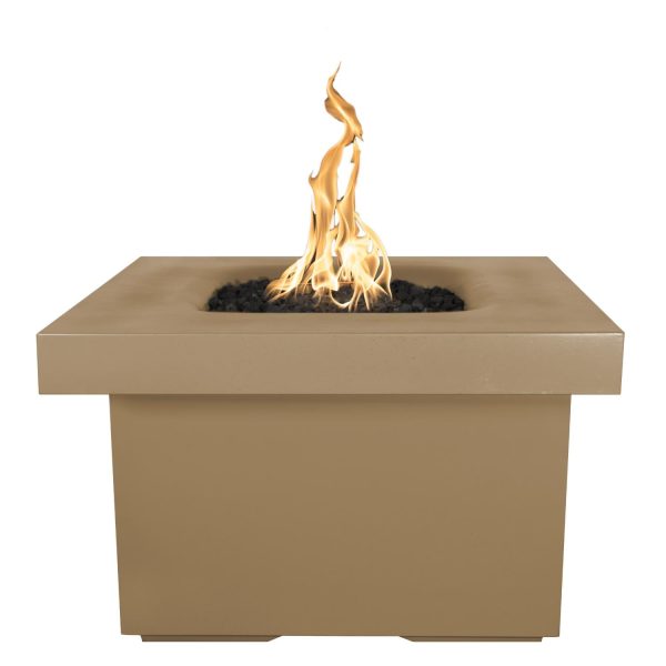 Ramona 36 Inch Square GFRC Propane Fire Pit Table in Brown by The Outdoor Plus
