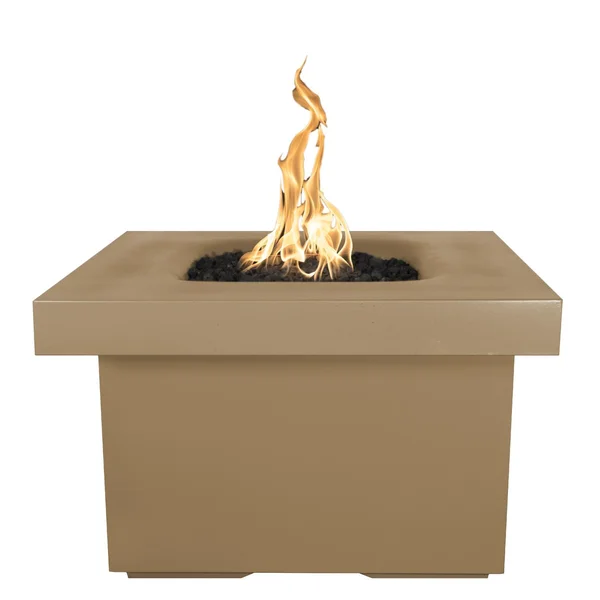 Ramona 36 Inch Square GFRC Natural Gas Fire Pit Table in Brown by The Outdoor Plus