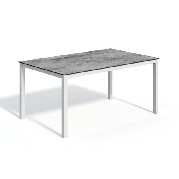 Travira 63 Inch Flint Aluminum Dining Table W/ Skyline HPL Table Top By Oxford Garden