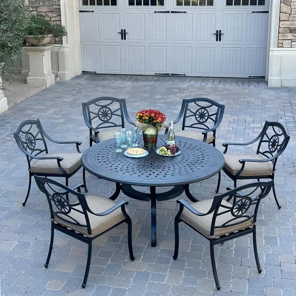 Ten Star 7 Pc Cast Aluminum Dining Set in Antique Bronze By Darlee