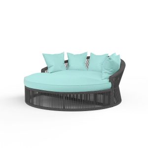 Milano Aluminum & Olefin Rope Patio Daybed in Dupione Celeste w/ Self Welt By Sunset West