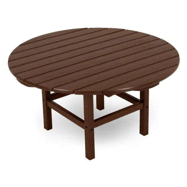 38 Inch Round Recycled Plastic Coffee Table in Mahogany by POLYWOOD