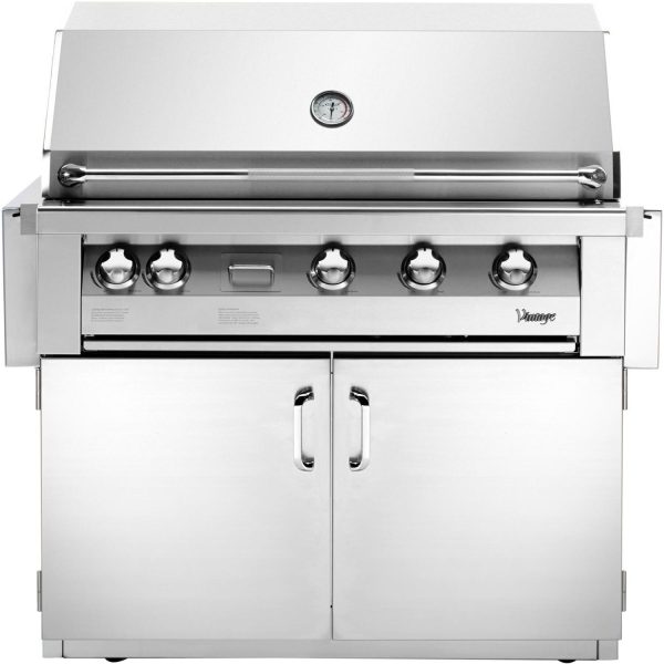 Vintage Grills 42 Inch Stainless Steel Natural Gas Grill with Sear Zone and 2-Door Cart - VBQ42SZG-N-1-KIT