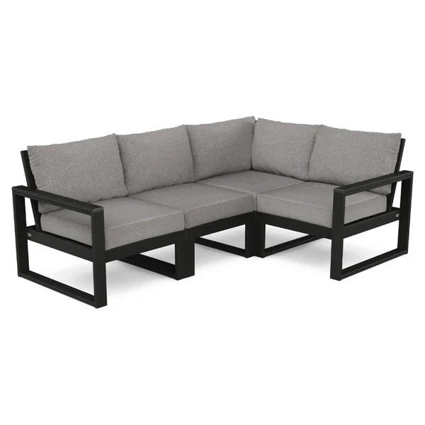 EDGE Recycled Plastic Sectional Sofa in Black/Gray Mist by POLYWOOD