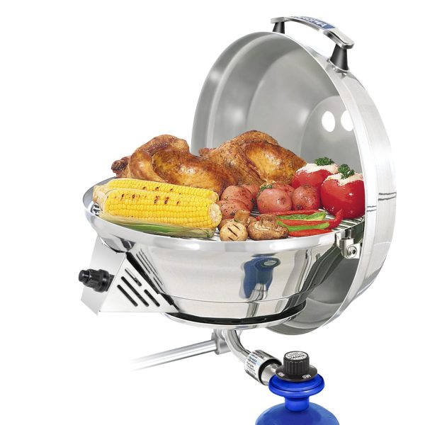 Magma Original Size Marine Kettle 3 Combination Stove & Gas Grill on Round Rail Mount