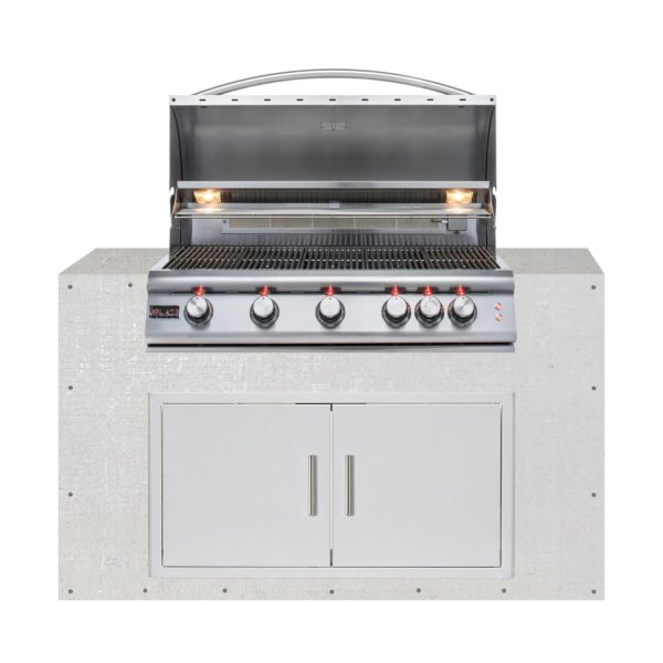 BBQGuys Signature 60-Inch Ready for Finish Outdoor Kitchen Module w/ Blaze LTE 40-Inch Propane Grill & Double Doors