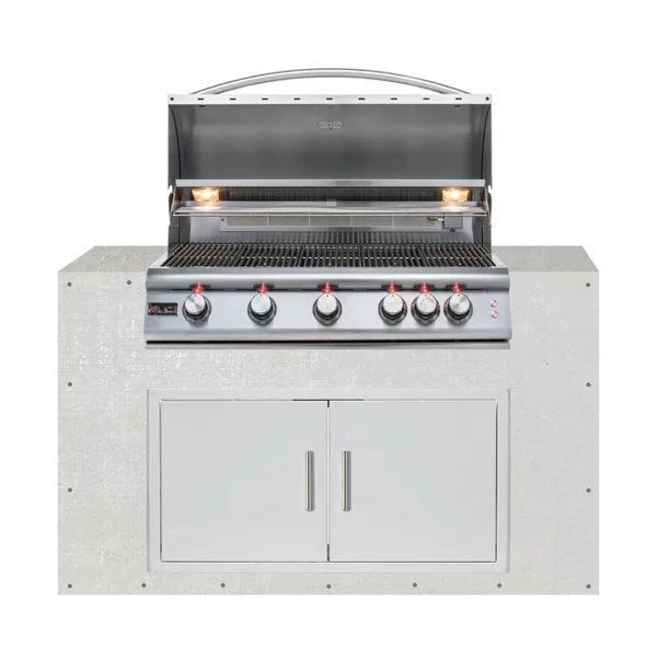 BBQGuys Signature 60-Inch Ready for Finish Outdoor Kitchen Module w/ Blaze LTE 40-Inch Natural Gas Grill & Double Doors