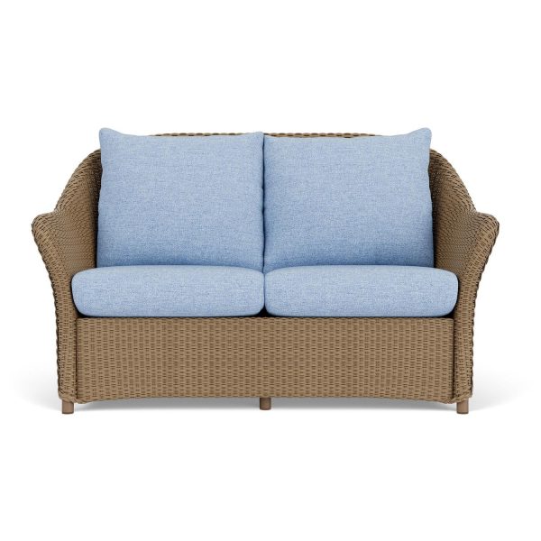 Weekend Retreat Lloyd Loom Loveseat in Fawn/Demo Skyway by Lloyd Flanders