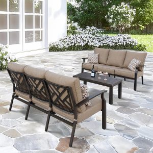 Brooklyn 3 Pc Aluminum Seating Set in Multi Brown/Sesame by Darlee