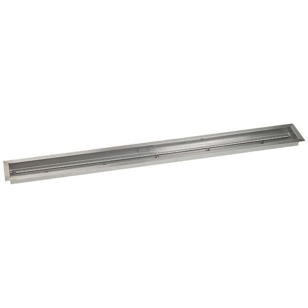 BBQGuys Signature 72 X 6-Inch Stainless Steel Linear Drop-In Fire Pit Pan W/ Built-In Propane Gas H-Burner - SS-LCB-72-LP