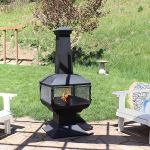 Ultimate Patio 57-Inch Steel Wood Burning Chiminea - Black