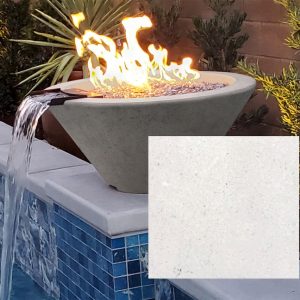 Scape Key 33 Inch Square GFRC Natural Gas Fire & Water Bowl in White by Lakeview Outdoor Designs