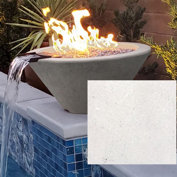 Scape Key 33 Inch Square GFRC Natural Gas Fire & Water Bowl in White by Lakeview Outdoor Designs