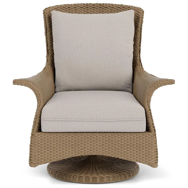 Mandalay Lloyd Loom Swivel Rocker Club Chair in Fawn/Remy Cloud by Lloyd Flanders