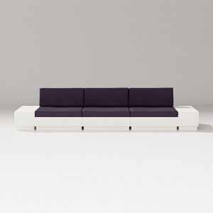 Elevate 5 Pc Recycled Plastic Seating Set in Vintage White/Navy Linen By PW Designer Series