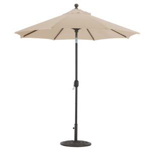 Galtech 7.5 Ft. Octagonal Aluminum Patio Market Umbrella W/ Crank Lift And Deluxe Auto Tilt - Black Frame W/ Sunbrella Canvas Camel Canopy