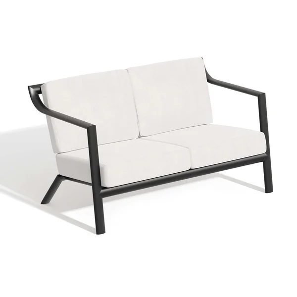 Markoe Aluminum Loveseat in Carbon/Bliss Linen by Oxford Garden