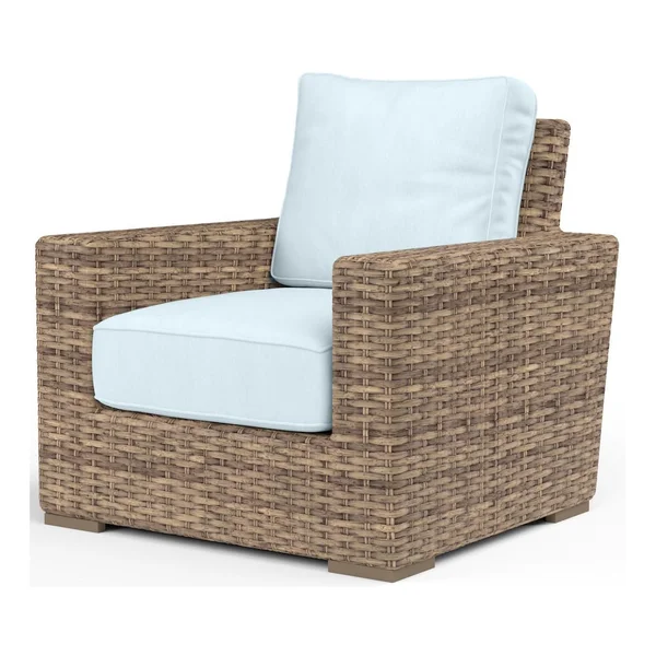 Havana Wicker Club Chair in Tobacco/Canvas Skyline by Sunset West