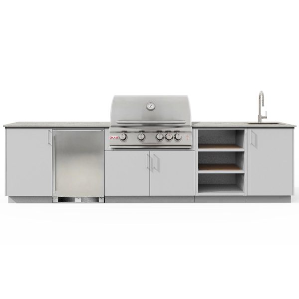 Urban Bonfire Breeze 32 Outdoor Kitchen w/ Blaze LTE Propane Grill, Sink, Refrigerator, Keon Dekton Countertop & Chantilly Finish - B-Breeze-32-Blaze-Keon-Chantilly