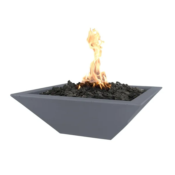 Maya 36 Inch Square GFRC Natural Gas Fire Bowl w/ Key Valve in Gray by The Outdoor Plus