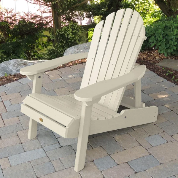 Dream Bay Recycled Plastic Folding & Reclining Adirondack Chair in Whitewash by Lakeview Outdoor Designs