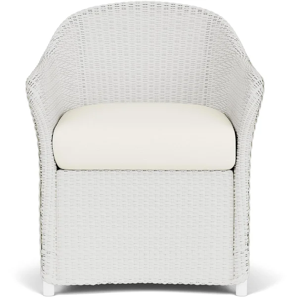 Weekend Retreat Wicker Dining Arm Chair in Matte White/Sailcloth Salt By Lloyd Flanders