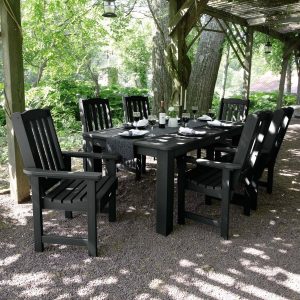 Hart Lane 7 Pc Recycled Plastic Rectangular Dining Set in Black by Lakeview Outdoor Designs