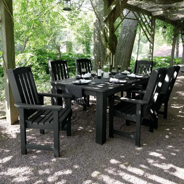 Hart Lane 7 Pc Recycled Plastic Rectangular Dining Set in Black by Lakeview Outdoor Designs