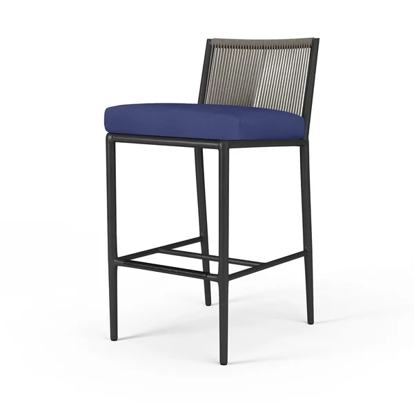 Pietra Rope & Aluminum Patio Counter Stool in Echo Midnight w/ No Welt By Sunset West