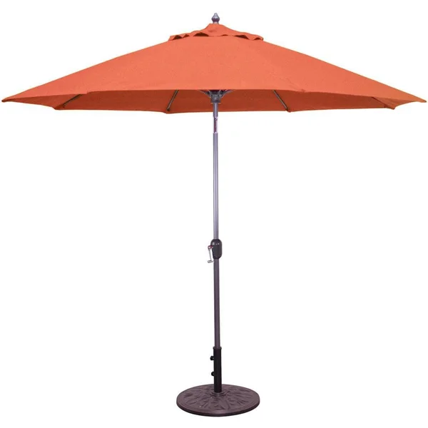 Galtech 9 Ft. Octagonal Aluminum Patio Market Umbrella W/ Crank Lift And Auto Tilt - Charcoal Frame W/ Sunbrella Canvas Brick Canopy