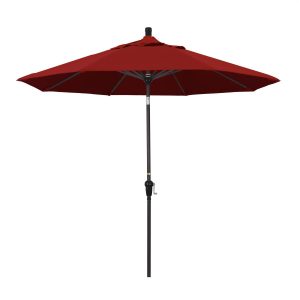 California Umbrella 9 Ft. Octagonal Aluminum Auto Tilt Patio Umbrella W/ Crank Lift & Aluminum Ribs - Bronze Frame / Sunbrella Canvas Jockey Red Canopy