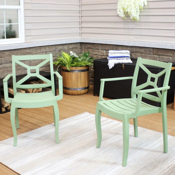 Ultimate Patio Plastic Outdoor Patio Arm Chair - Set of 2 - Spring Green