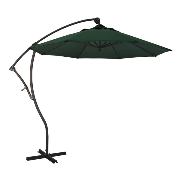 California Umbrella 9 Ft. Octagonal Aluminum Cantilever Patio Umbrella W/ Crank Lift & Aluminum Ribs - Bronze Frame / Olefin Hunter Green Canopy