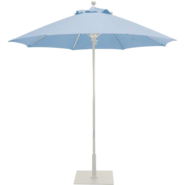 Galtech 7.5 Ft. Octagonal Aluminum Patio Market Umbrella W/ Push Lift - White Frame W/ Sunbrella Canvas Air Blue Canopy