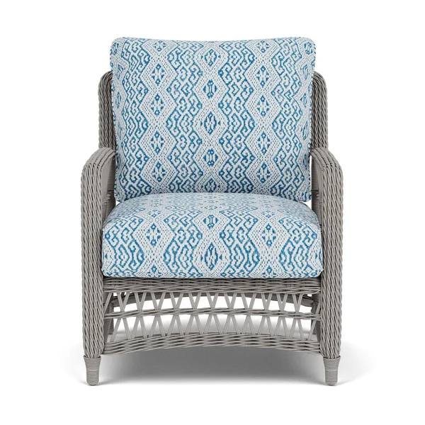 Mackinac Wicker Club Chair in Putty/Aman Capri By Lloyd Flanders