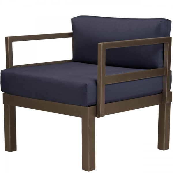 Ashbee Aluminum Club Chair in Textured Kona/Indigo by Telescope Casual
