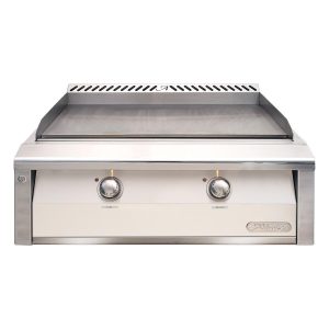 Alfresco 30-Inch Freestanding Natural Gas Griddle with Cart in Signal White Gloss - AXE-30GTC-NG-S9003