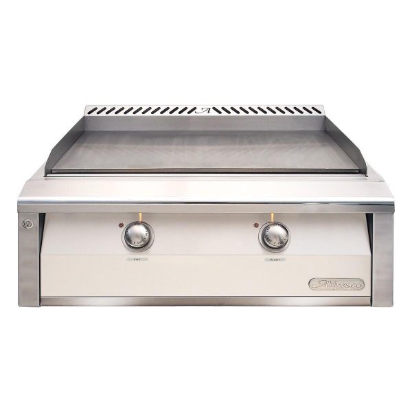 Alfresco 30-Inch Freestanding Natural Gas Griddle with Cart in Signal White Gloss - AXE-30GTC-NG-S9003