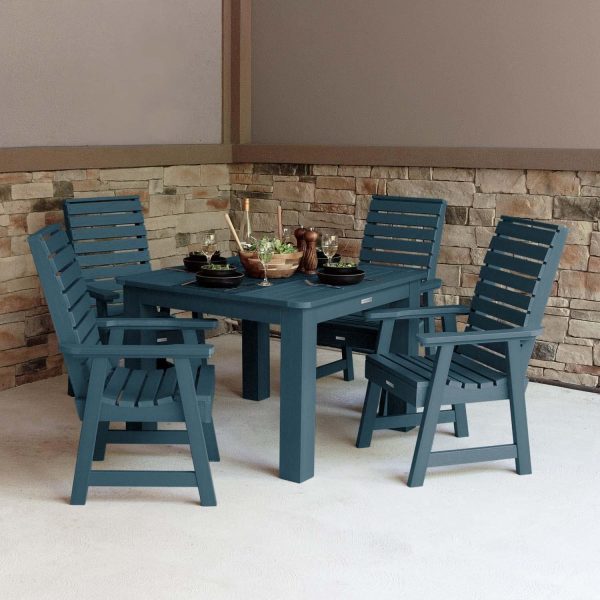 Elm Pointe 5 Pc Recycled Plastic Square Dining Set in Nantucket Blue by Lakeview Outdoor Designs